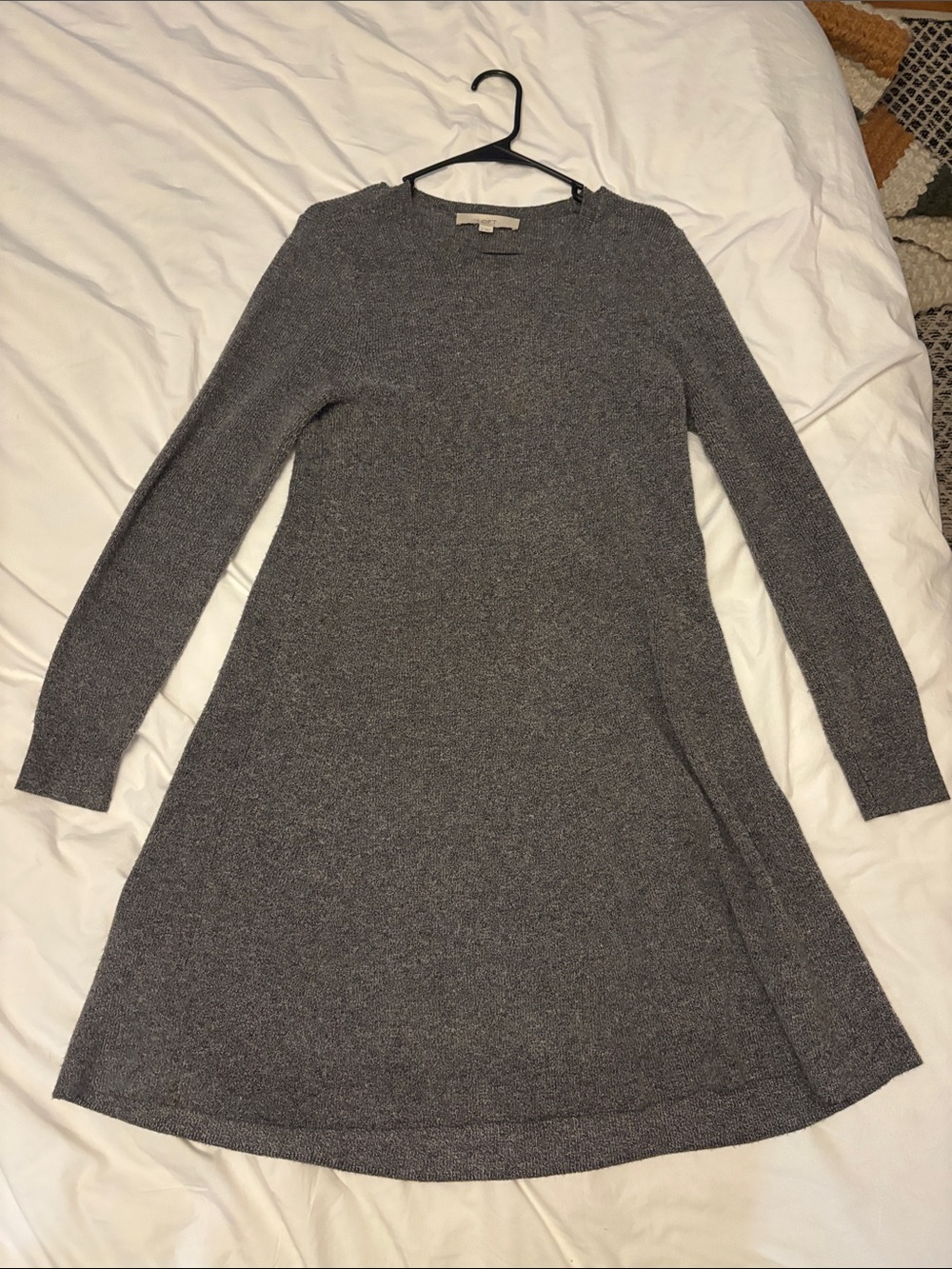 LOFT Gray Long Sleeve Knit Dress